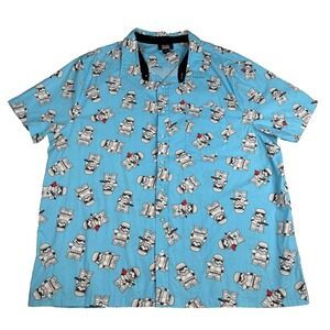 Disney Parks Star Wars Shirt Mens XL Blue Button‎ Up Short Sleeve Stormtrooper
